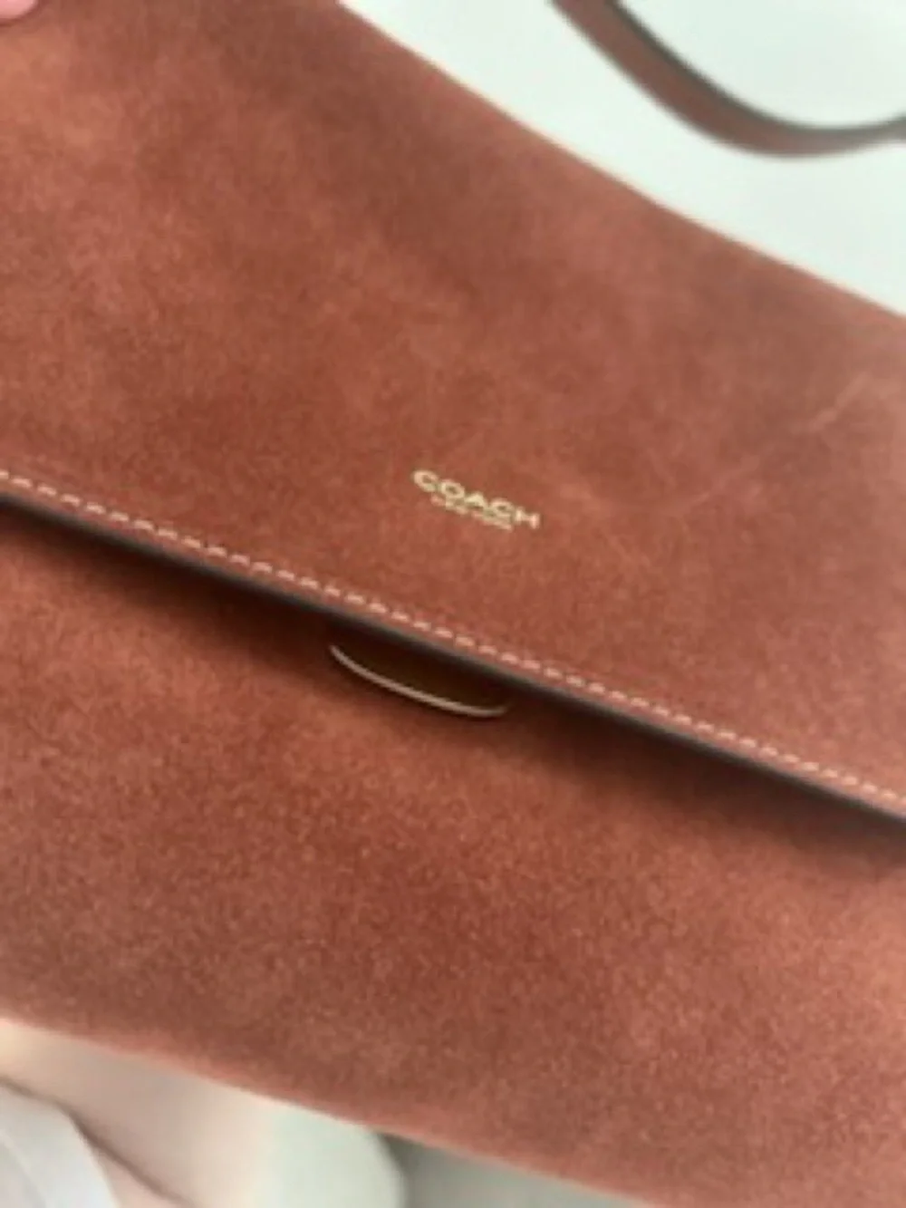 Coach Men’s Suede Messenger Bag in Chestnut
